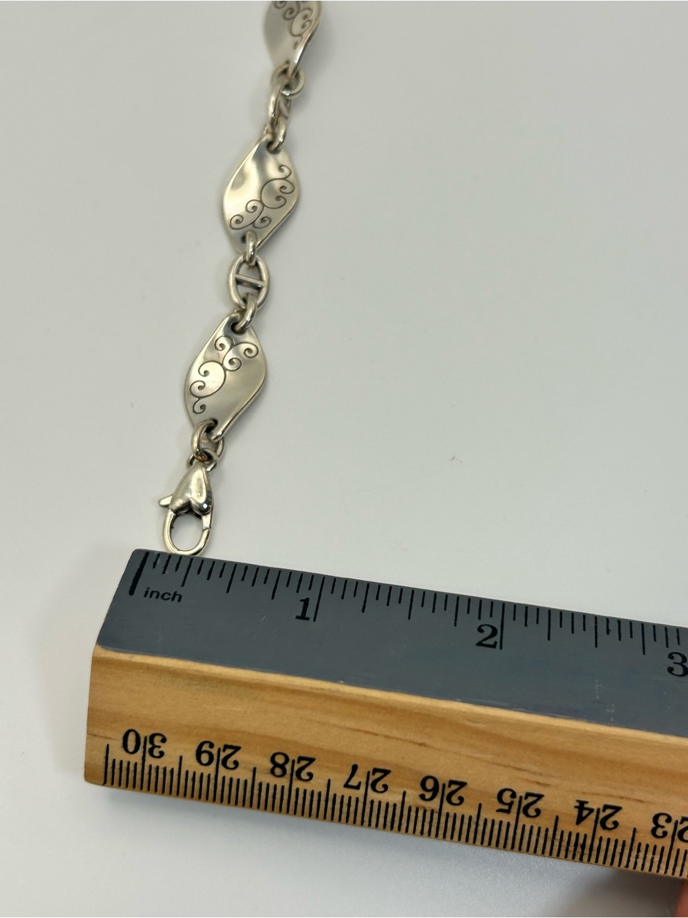 Brighton Twirl Twist Bracelet 8" Silver Plated Oval Link Vintage - Picture 10 of 10